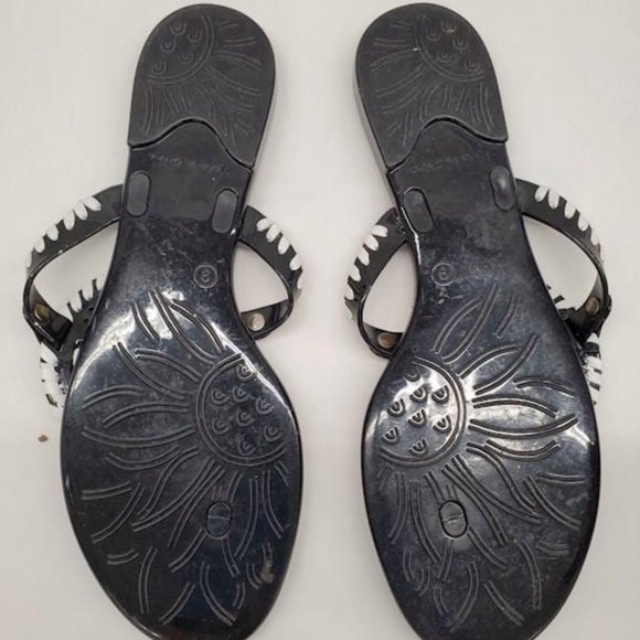 Jack Rogers Women's Georgica Jelly Black‎ White Thong Sandal - Picture 3 of 3